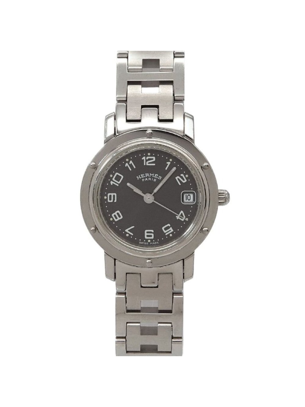 Hermes Clipper Vintage Watch Date Gray Quartz